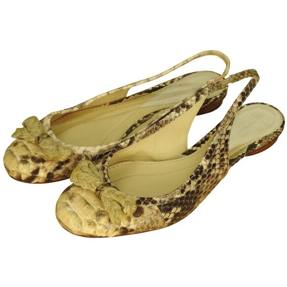 Alexandre Birman Womens Leather Snakeskin Sandals Beige Grey Size 7B - Picture 1 of 5